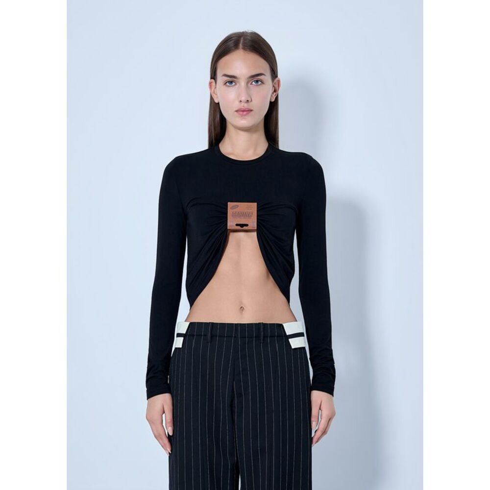 Jean Paul Gaultier Women Ruched Logo Cropped Top